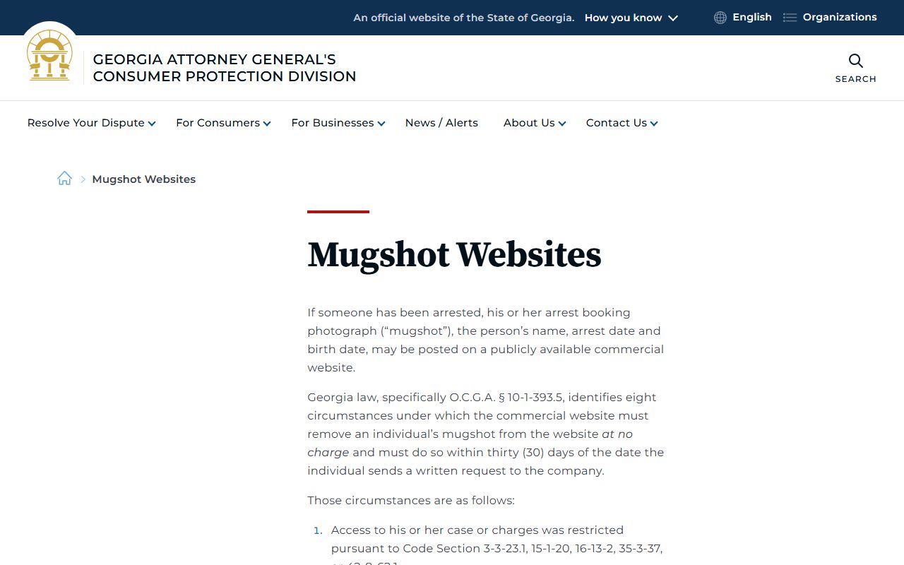 Macon County jail mugshots Georgia booking photo law and removal rules